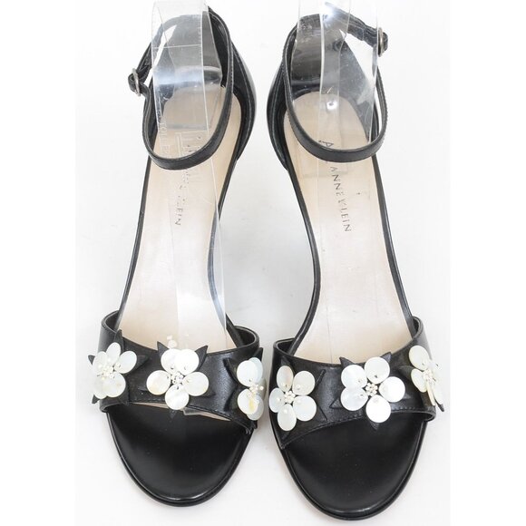 Anne Klein Flower Applique Patent Wedge Open-Toe Dressy Heels Sandal Women's 7.5 - Picture 3 of 8